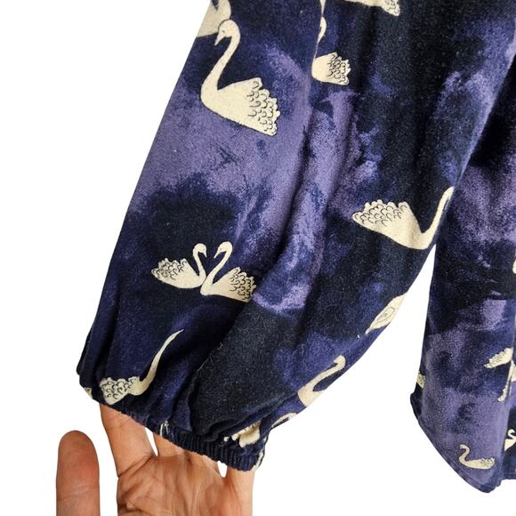 Anthropologie Maeve Womens Bethesda Swan Print Flannel Shirt Size S Whimsical - Picture 4 of 10